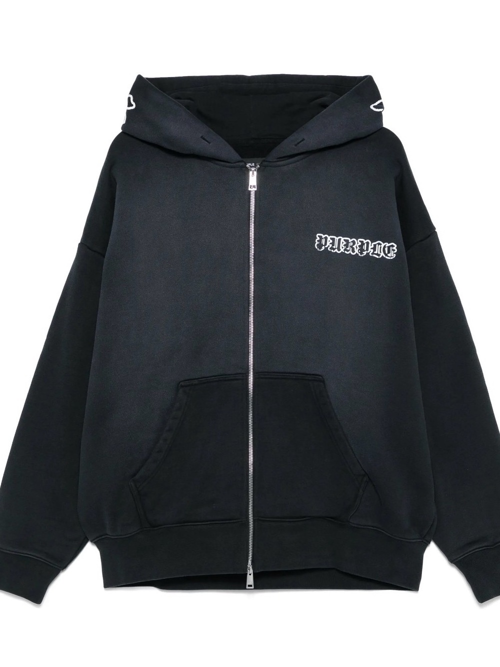 Men's PURPLE BRAND Heavyweight Black Zip-Front Hoodie Jacket with Chest Logo